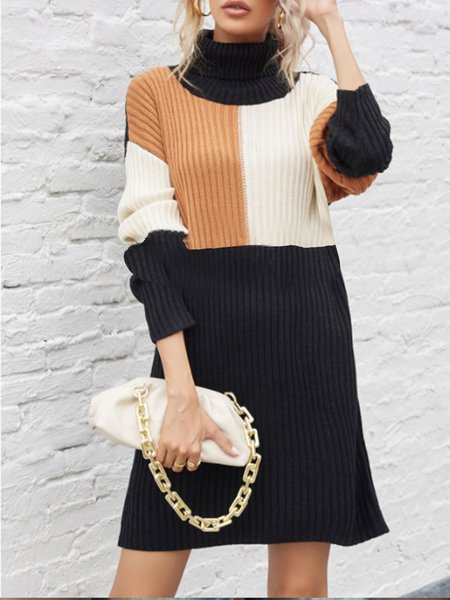 

Casual Geometric Regular Fit Dresses, White-black, Casual Dresses