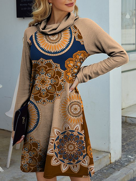 

Cowl Neck Raglan Sleeve Dresses, Khaki, Boho dresses