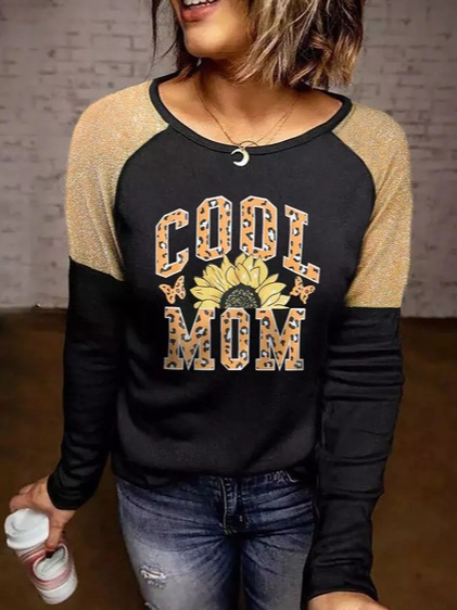 

Crew Neck Loosen Shirts & Tops, Black, Long sleeve tops