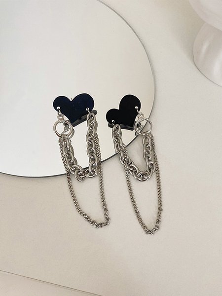 

Simple Love Chain Earrings, As picture, Earrings