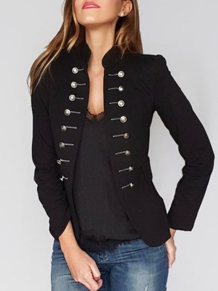 

Long Sleeve Solid Daily Regular Fit Outerwear, Black, Jackets
