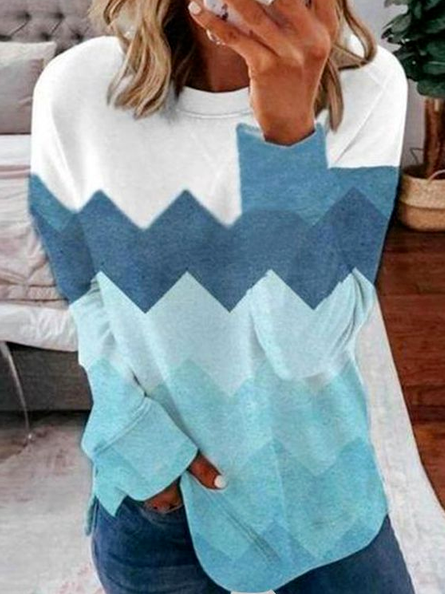 

Crew Neck Casual Geometric Sweatshirt, Multicolor, Sweatshirts & Hoodies