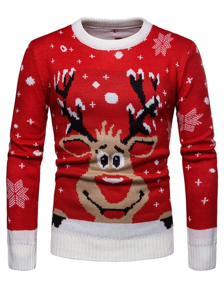 

Long Sleeve Casual Sweater, Red, Sweater