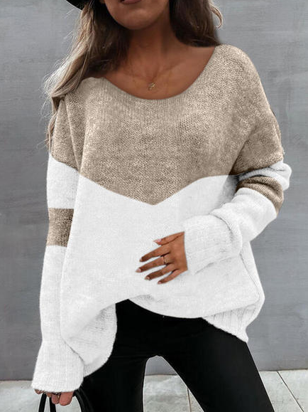 

Loosen Casual Plain Sweater, Khaki, Sweaters & Cardigans