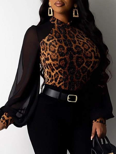 

Long Sleeve Skinny Lady Leopard Top, Blouses and Shirts