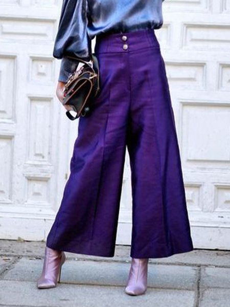 

Elegant Solid Wide Leg Pants, As picture, Wide Leg Pants
