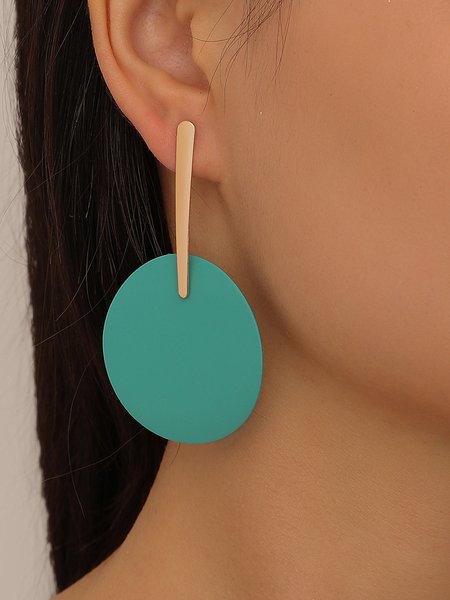 

Simple Round Metal Earrings, Green, Earrings