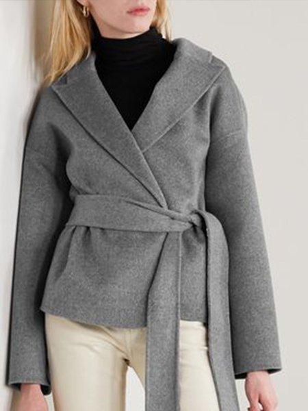 

Plain Vintage Simple Basics Casual Outerwear, Gray, Coats