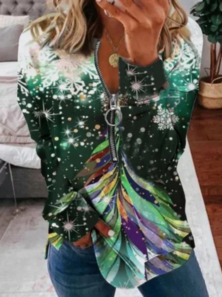 

Christmas Xmas Long Sleeve Plus Size Printed Tops Sweatshirts, As picture, T-Shirts