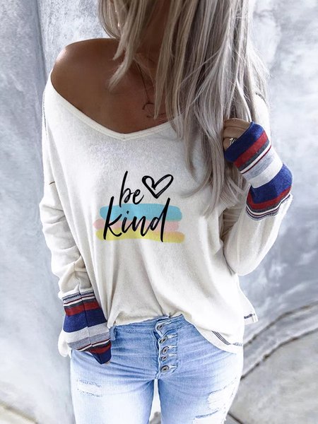 

Be Kind Loosen Casual Shirts & Tops, White, Long sleeve tops