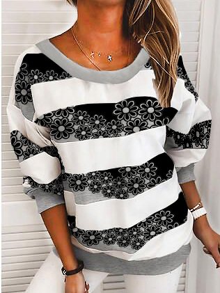 

Color Block Cotton Blends Basics Sweatshirt, As picture, Hoodies & Sweatshirts