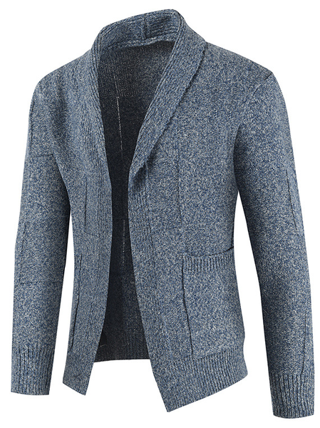 

Casual Long Sleeve Cotton Blends Sweater coat, Blue, Outerwear