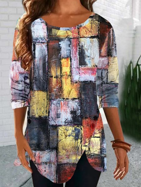 

Casual Grid Shirts & Tops, As picture, Tops