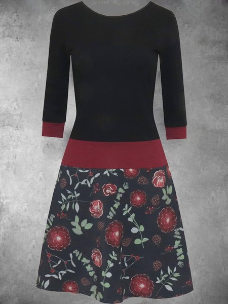 

Casual Crew Neck Dresses, As picture, Mini Dresses