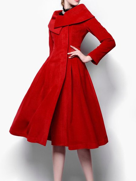 

Long Sleeve Solid Lady Regular Fit Outerwear, Red, Coats