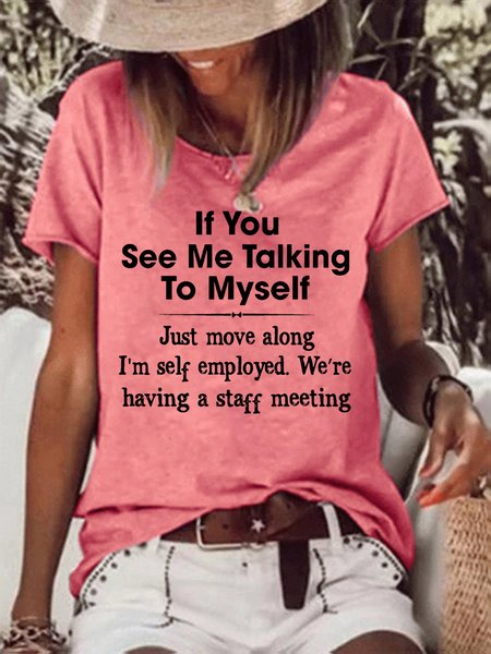 

Talking To Myself Staff Meeting Employed Short Sleeve Tshirts, Red, T-shirts