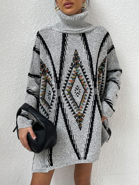 

Lady High Neck Wool/Knitting Sweater, Gray, Sweaters & Cardigans