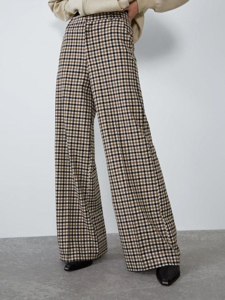 

Winter Loosen Mid-weight Slightly stretchy Long Pants, As picture, Wide Leg Pants