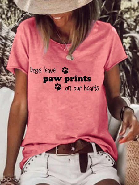 

Dogs Leave Paw Prints on Our Hearts Women's T-shirt, Red, T-shirts