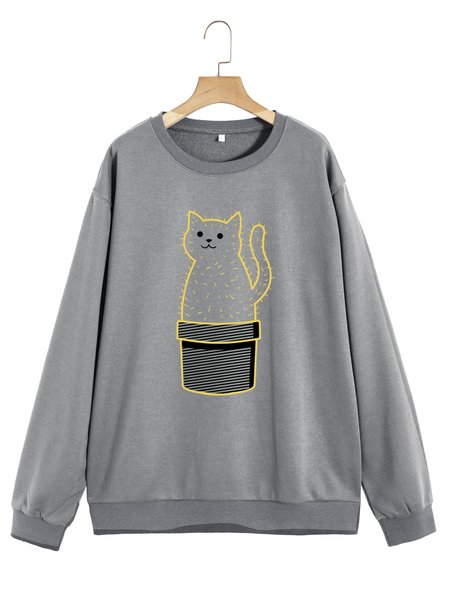 

Unocis Fun Printed Round Neck Sweatshirt, Gray, Sweatshirts