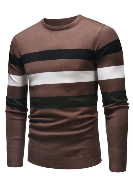 

Crew Neck Casual Long Sleeve Sweater, Coffee, Sweater