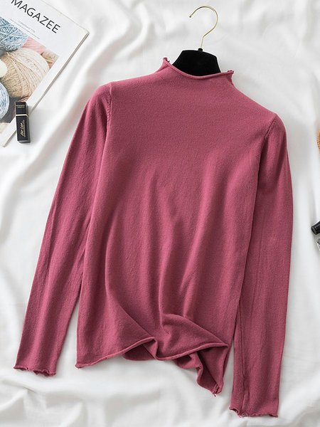 

Basics Simple Cotton Blends Sweet Shirts & Tops, Rose red, Tops