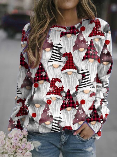 

Casual Christmas Snowman Crew Neck Sweatshirt, As picture, Hoodies&Sweatshirts