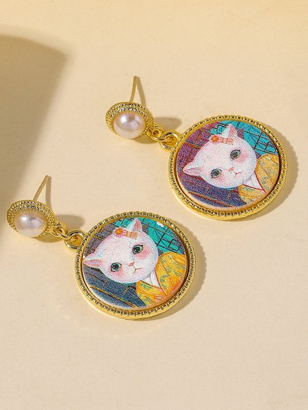 

Vintage Gatto Perla Lega Perno Orecchini, Earring