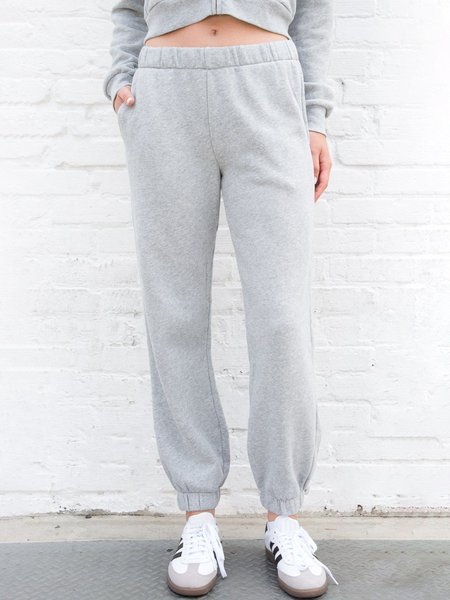 

Gray Casual Daily Sports Elastic Waist Solid SweatPants, Pants