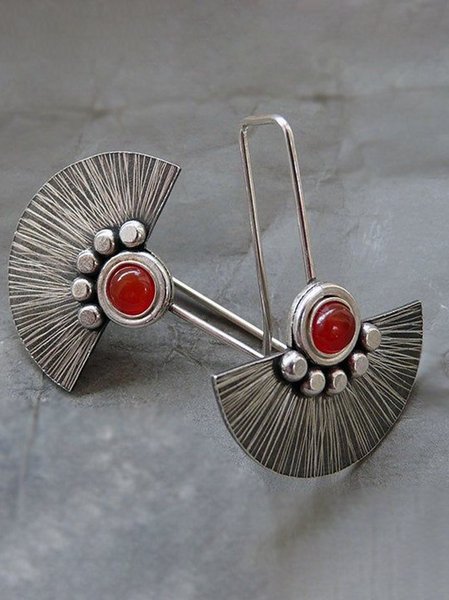 

Retro Ethnic Red Agate Earrings, As picture, Earrings