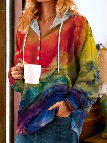 

Vintage Color-block Abstract Printed Long Sleeves Hoodie Plus Size Casual Sweatshirts, Multicolor, Hoodies & Sweatshirts