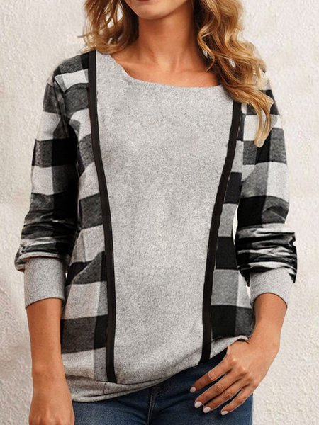 

Loosen Crew Neck Checked/Plaid Shirts & Tops, Multicolor, Hoodies & Sweatshirts