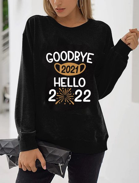 

Crew Neck Letter Cotton Blends Sweatshirt, Black, Hoodies & Sweatshirts