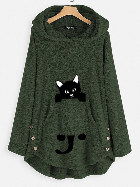 

Casuale Tasche Animale Top, Verde militare, Blouses & Shirts