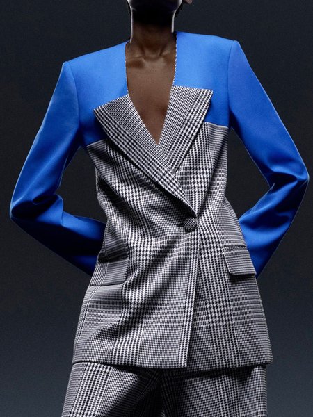 

Elegant Lapel Outerwear, Blue, Blazers
