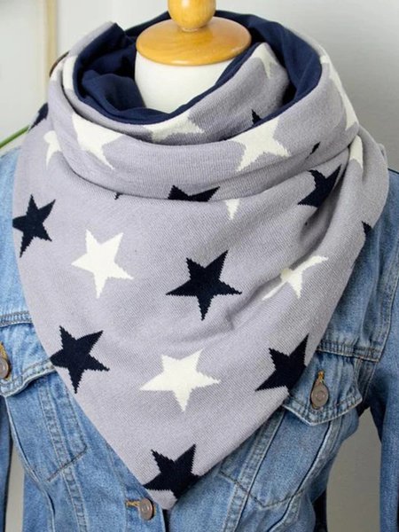 

Stars Cotton Blends Soft Casual Scarves, Gray, Scarfs