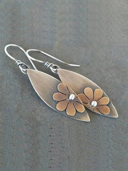 

Vintage Flower Alloy Earrings, As picture, Earrings