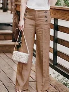 

Vintage Straight Leg High Waist Loosen Long Pants, Khaki, Pants