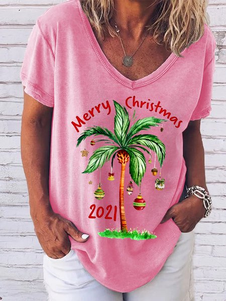 

Merry Christmas 2021 Tropical Family Beach Floral Tshirts, Pink, T-shirts