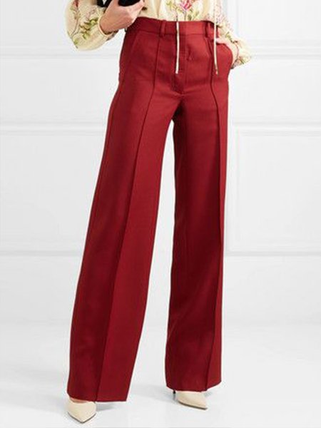 

Work Holiday Date Daily Regular Fit Pants, Red, Wide Leg Pants