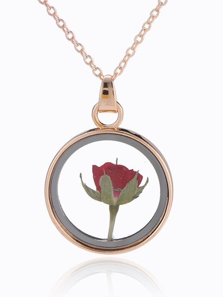 

Simple Rose Glass Necklace, Golden, Necklaces