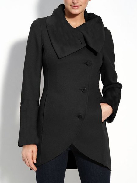 

Long Sleeve Casual Lapel Solid Outerwear, Black, Jackets