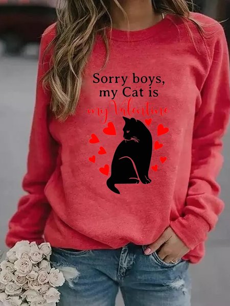 

Sorry Boys, My Cat Is My Valentine Black Cat Red Hearts Women's sweatshirt, Hoodies&Sweatshirts
