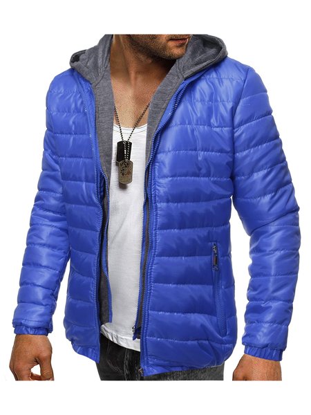 

Hooded Long Sleeve Fleece Coat, Blue, Outerwear