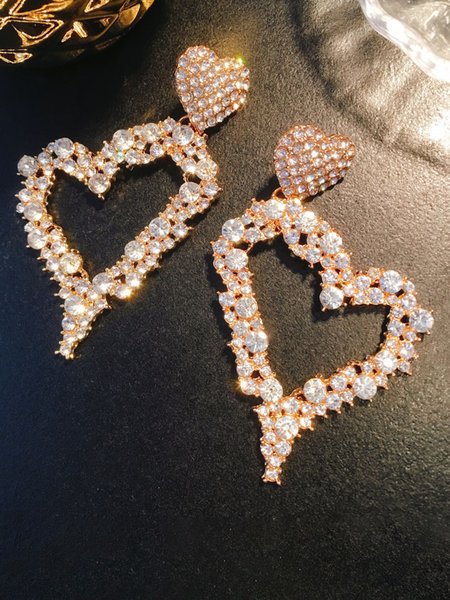 

Valentine's Day Personalized Rhinestone Heart Earrings, White, Earrings