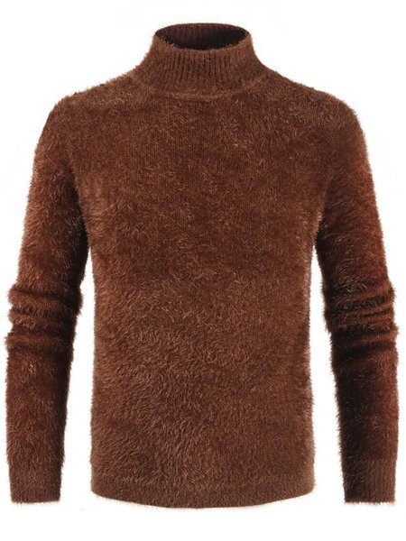 

Long Sleeve High Neck Sweater, Coffee, Sweater