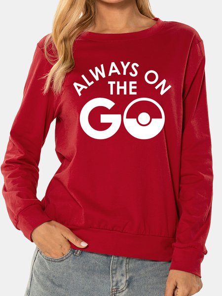 

Unocis Fun Print Neck Long Sleeve Sweatshirt, Red, Sweatshirts