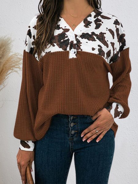 

V Neck Loosen Elegant Sweatshirt, Multicolor, Sweatshirts & Hoodies