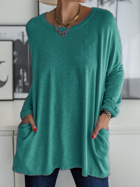 

Casual Cotton Loosen Shirts & Tops, Blue, T-Shirts