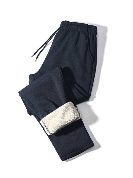 

Men's Thermal Fleece Jogger Sweatpants Sherpa Lined Sweatpants Winter Warm Thick Track Sweatpants, Blue, Pants